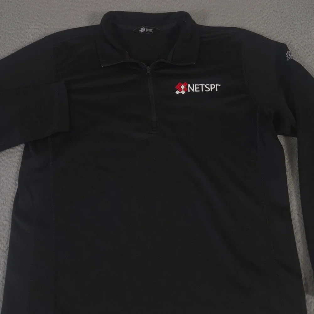 The North Face Pullover Mens Large Black Tech 1/4 Zip Fleece NetSPI Logo Active
